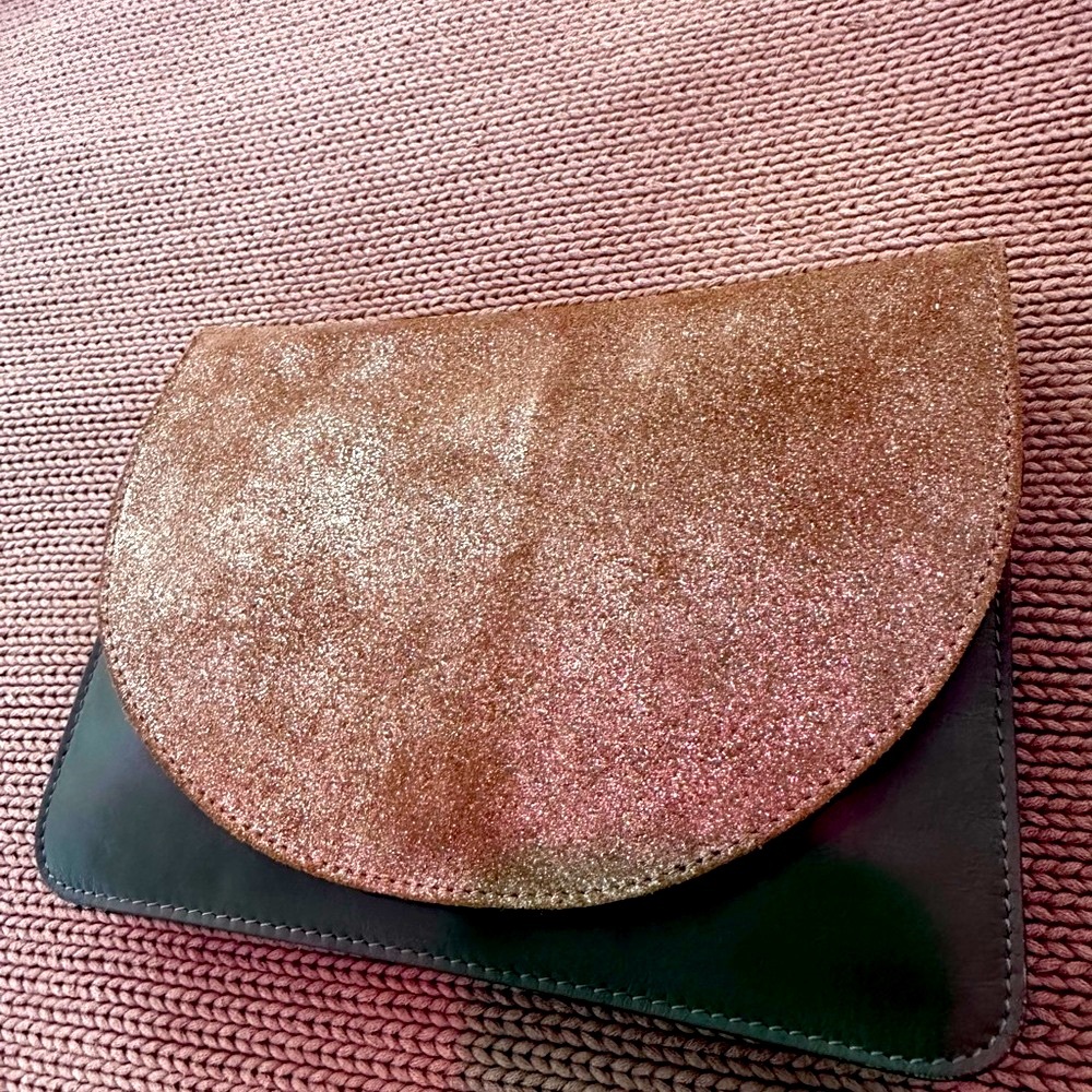 Minor History Olive Green & Brushed gold clutch. So versatile.